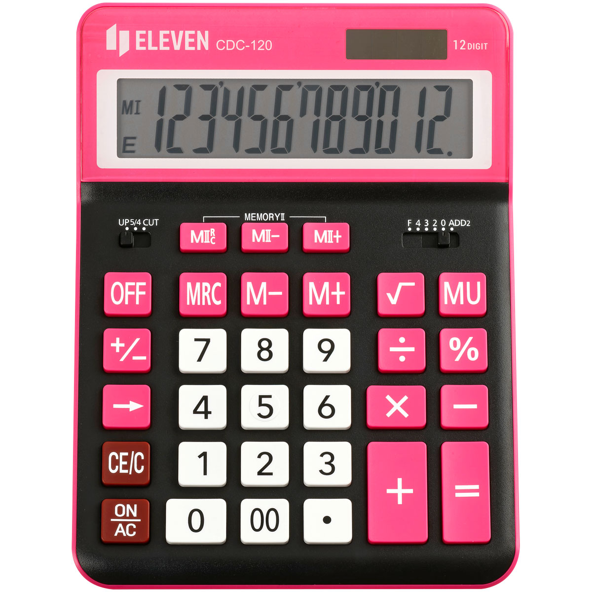Калькулятор настольный Eleven CDC-120-BK/RD, 12 разрядов, двойное питание, 155*206*38мм, черный/красный - фото 2