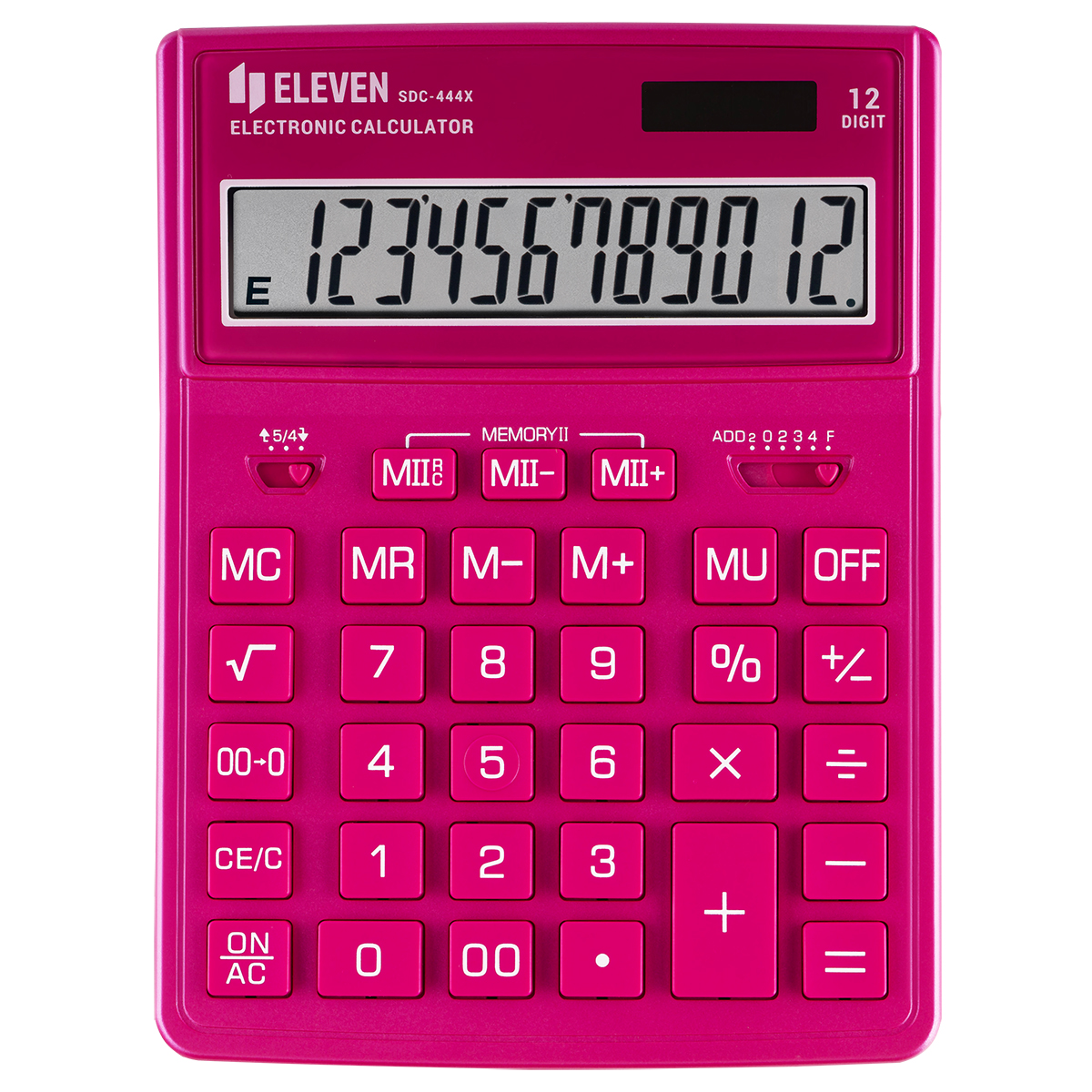 Калькулятор настольный Eleven SDC-444X-PK, 12 разрядов, двойное питание, 155*204*33мм, розовый - фото 2