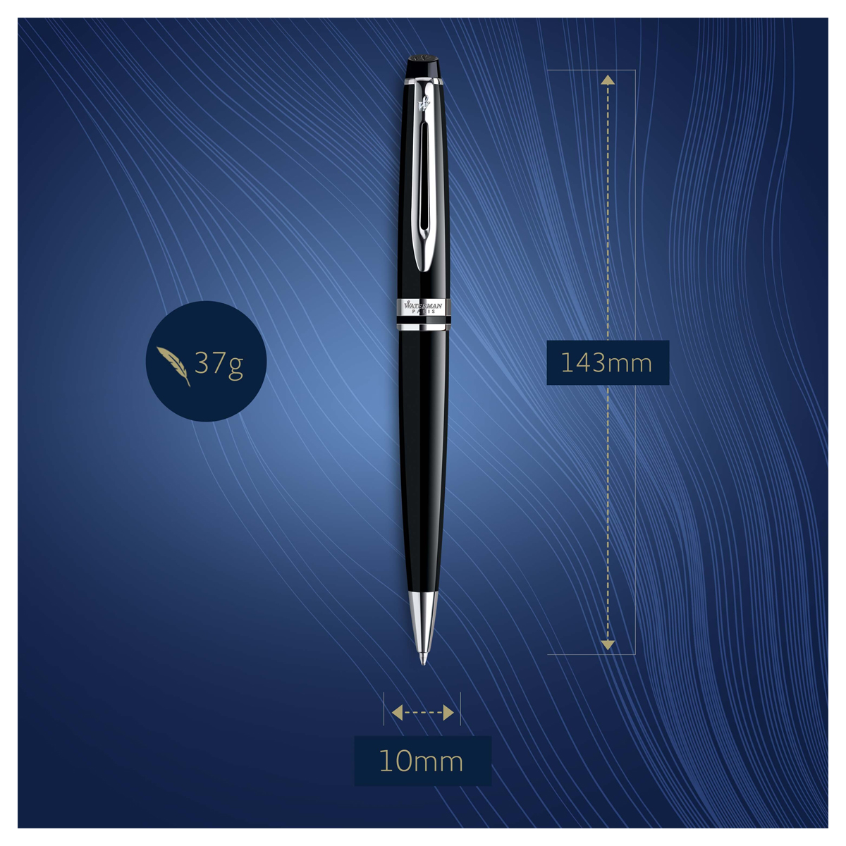 Ручка шариковая Waterman "Expert Black PT" синяя, 1,0мм, подарочная упаковка - фото 2