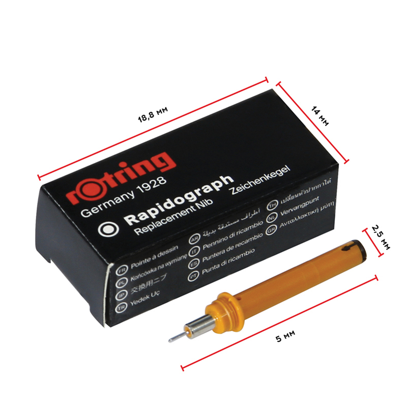 Пишущий элемент для рапидографа Rotring 0,4мм, картон. упаковка - фото 3