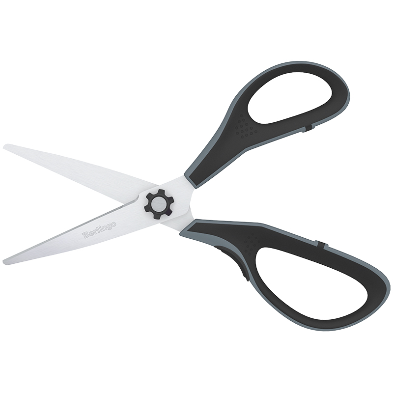 Ножницы Berlingo "Easycut 350", 13см, серые, эргономичные ручки, мягкие вставки, европодвес - фото 3