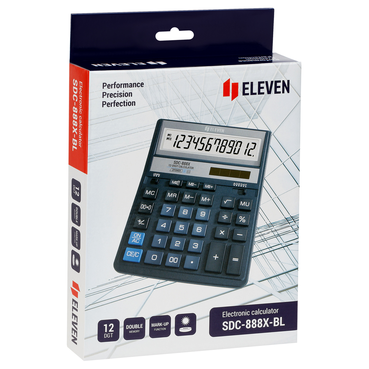 Калькулятор настольный Eleven SDC-888X-BL, 12 разрядов, двойное питание, 158*203*31мм, синий - фото 6