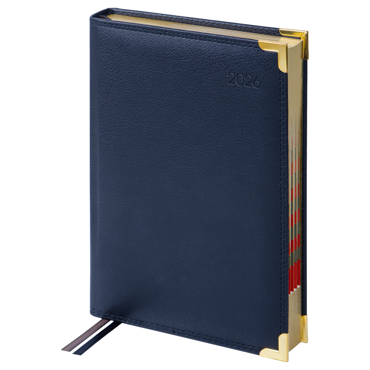 Ежедневник датированный 2026г., А5, 184л., Delucci, Фактурная кожа, зол. срез, черный - фото 1