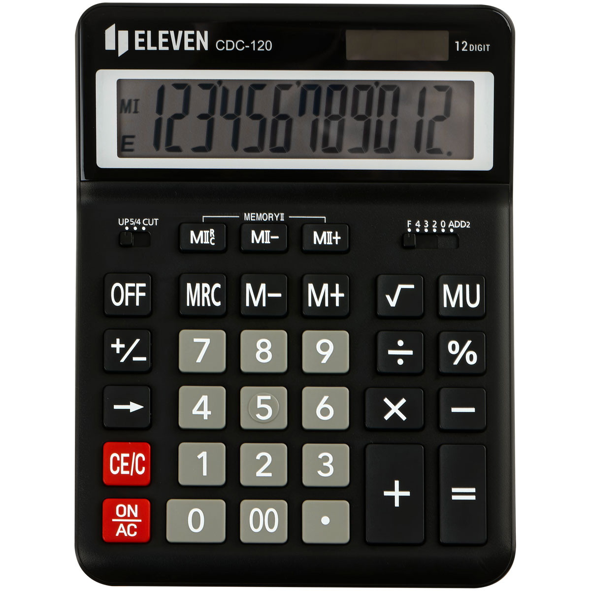 Калькулятор настольный Eleven CDC-120-BK, 12 разрядов, двойное питание, 155*206*38мм, черный - фото 2