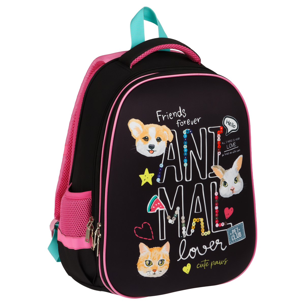 Ранец ArtSpace School Friend "Cute Friends" 39*30*18см, 2 отделения, 2 кармана, анатомическая спинка - фото 1