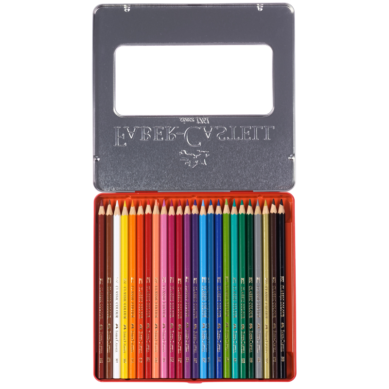 Карандаши цветные Faber-Castell "Замок", 24цв., шестигр., заточ., метал. кор. - фото 3