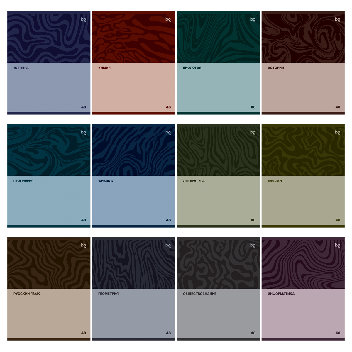 Комплект (12 шт.) предметных тетрадей 48л. BG "Single colour", эконом - фото 2