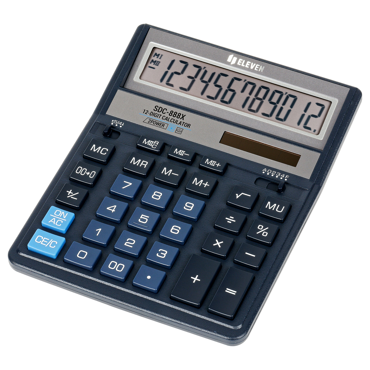 Калькулятор настольный Eleven SDC-888X-BL, 12 разрядов, двойное питание, 158*203*31мм, синий - фото 1