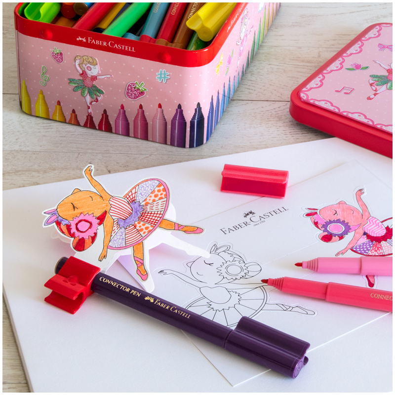 Набор для рисования Faber-Castell "Connector Ballerina" 33 фломастера+10 клипс+2 карты для раскрашивания - фото 7