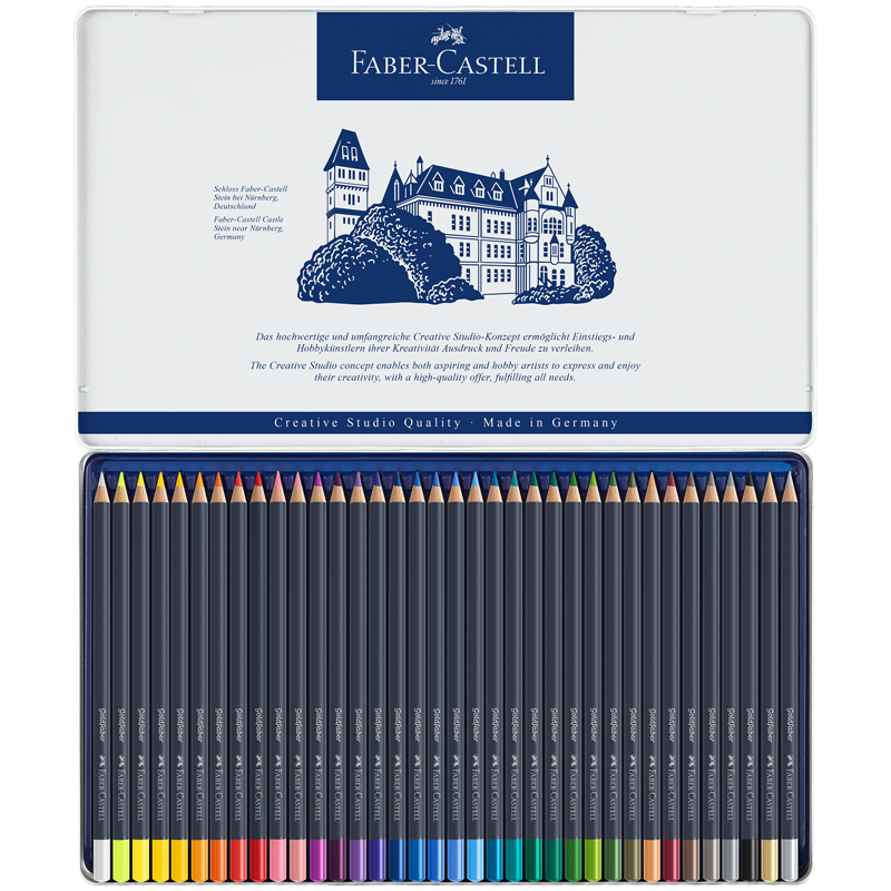 Карандаши цветные Faber-Castell "Goldfaber", 36цв., круглые, заточен., метал. коробка - фото 2
