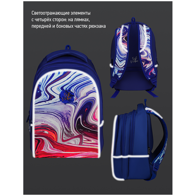 Рюкзак Berlingo inStyle "Liquid Wave" 41*27*20см, 3 отделения, 1 карман, эргономичная спинка - фото 9