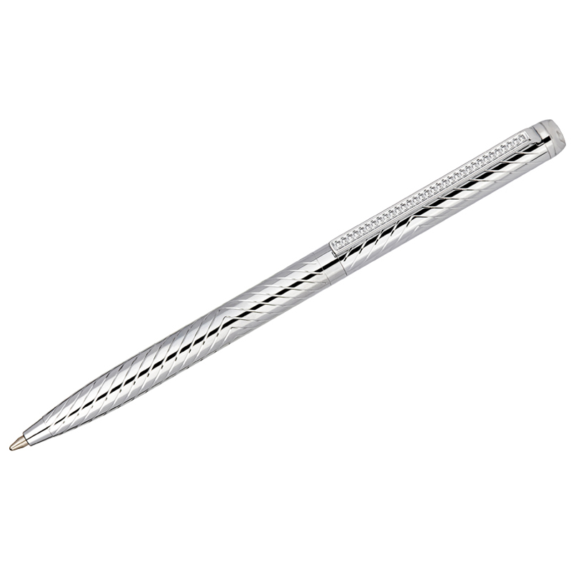 Ручка шариковая Delucci "Argento" синяя, 1,0мм, корпус серебро, поворотн., подарочная упаковка - фото 1
