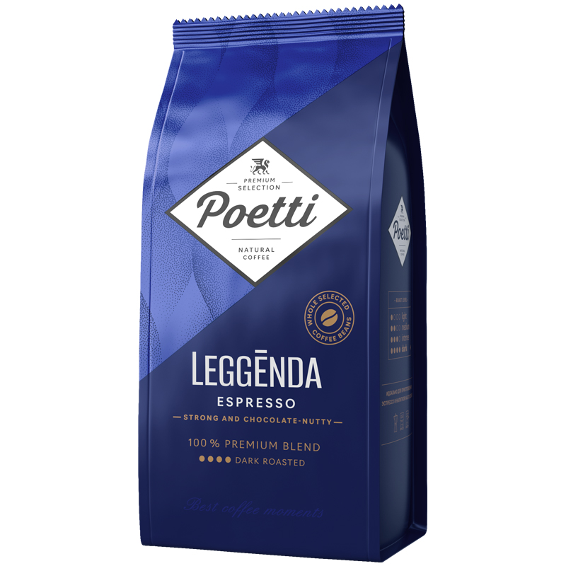 Кофе в зернах Poetti "Leggenda Espresso", вакуумный пакет, 1кг - фото 1