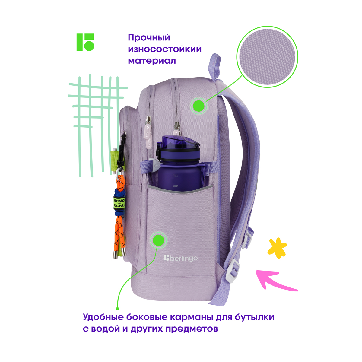 Рюкзак Berlingo Street Style "Grape", 41*28*17см, 3 отделения, 2 кармана, уплотненная спинка - фото 4