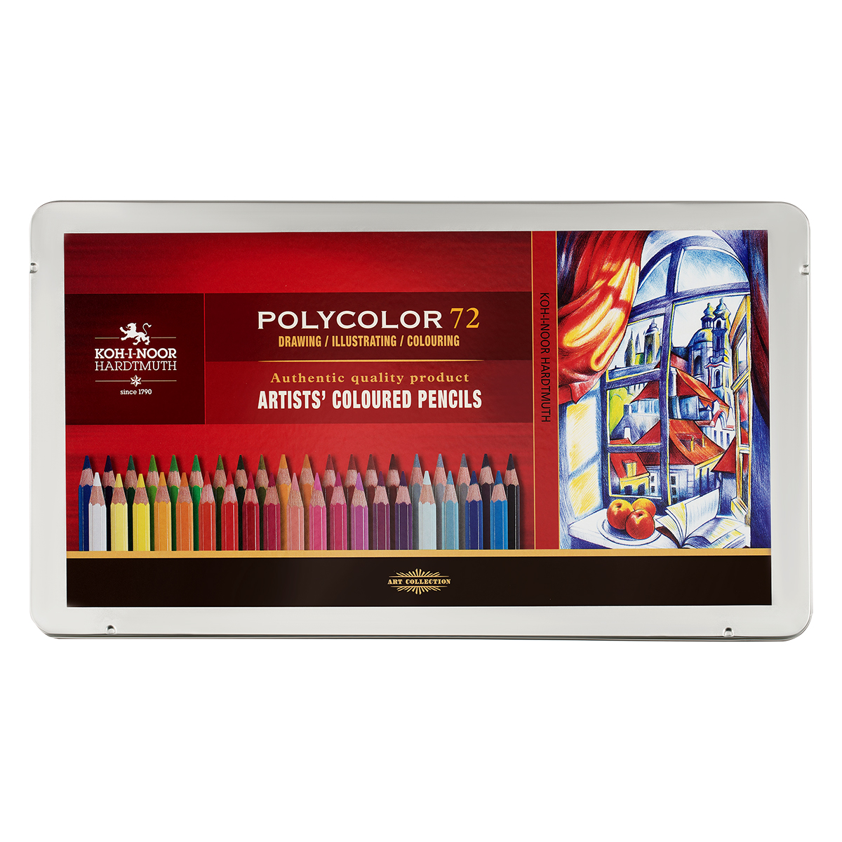 Карандаши цветные художественные KOH-I-NOOR "Polycolor", 72 цвета, 3,8 мм, металлическая коробка, 3827072001PL - фото 1