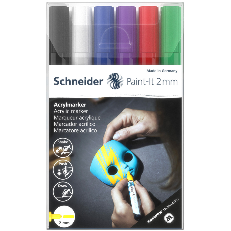 Набор маркеров акриловых Schneider "Paint-it 310", 2мм, ассорти, 6шт. - фото 1