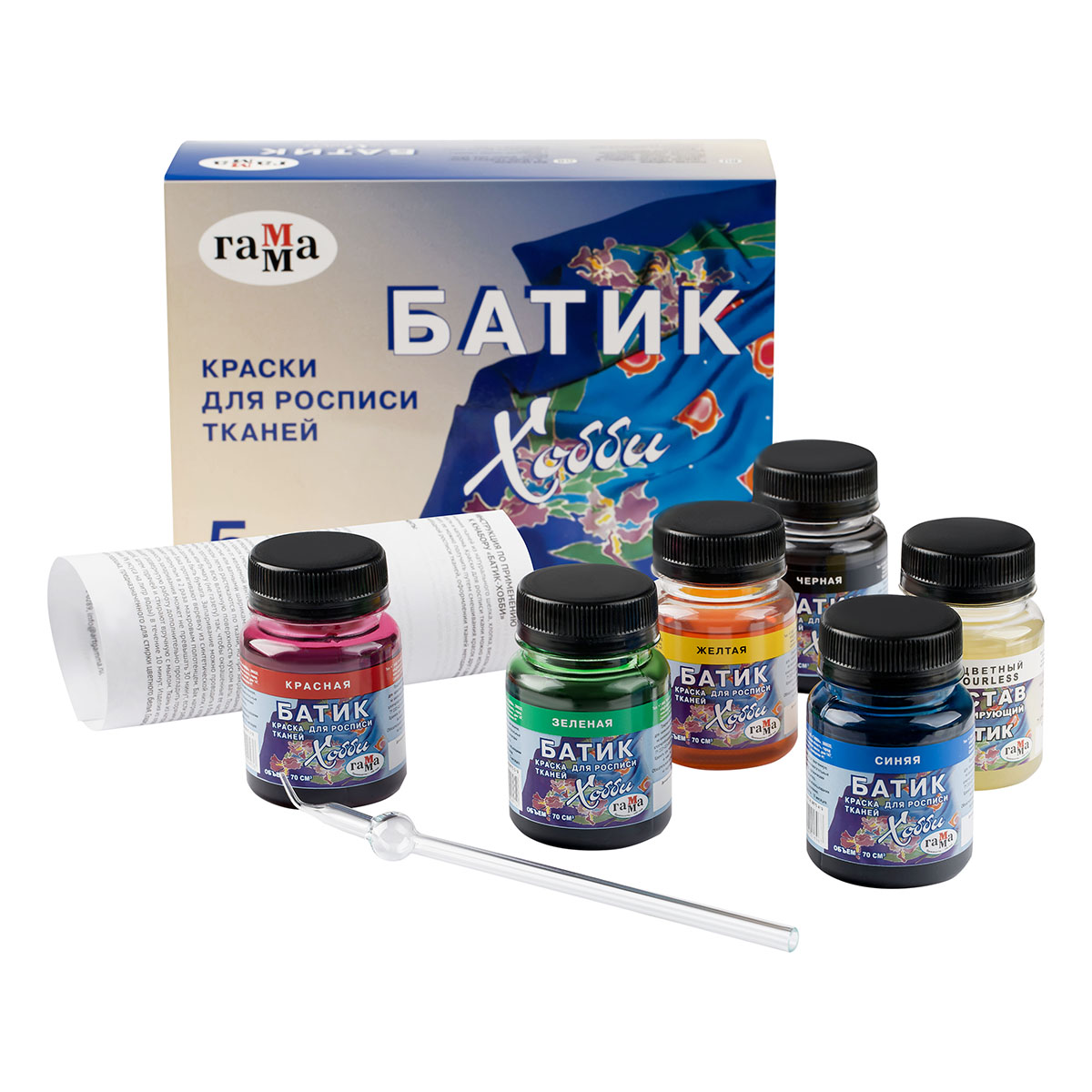 Краски по ткани Гамма "Батик-хобби", 05 цветов + резерв, 70мл, картон. упаковка - фото 4