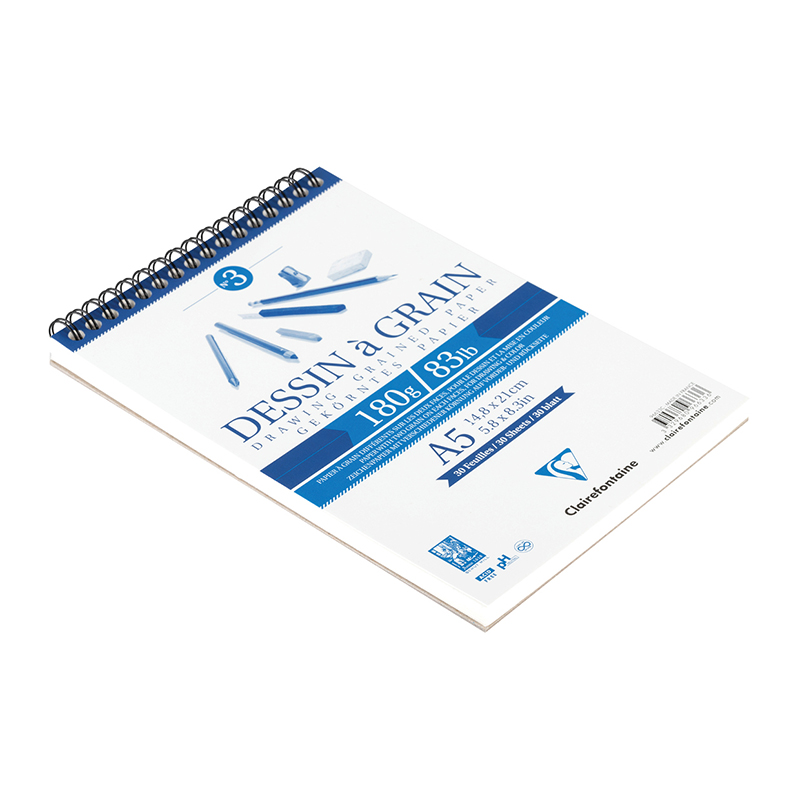 Скетчбук 30л., А4 Clairefontaine на гребне, мелкозернистая, 180г/м2 - фото 4