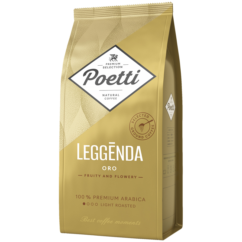 Кофе молотый Poetti "Leggenda Oro", вакуумный пакет, 250г - фото 1