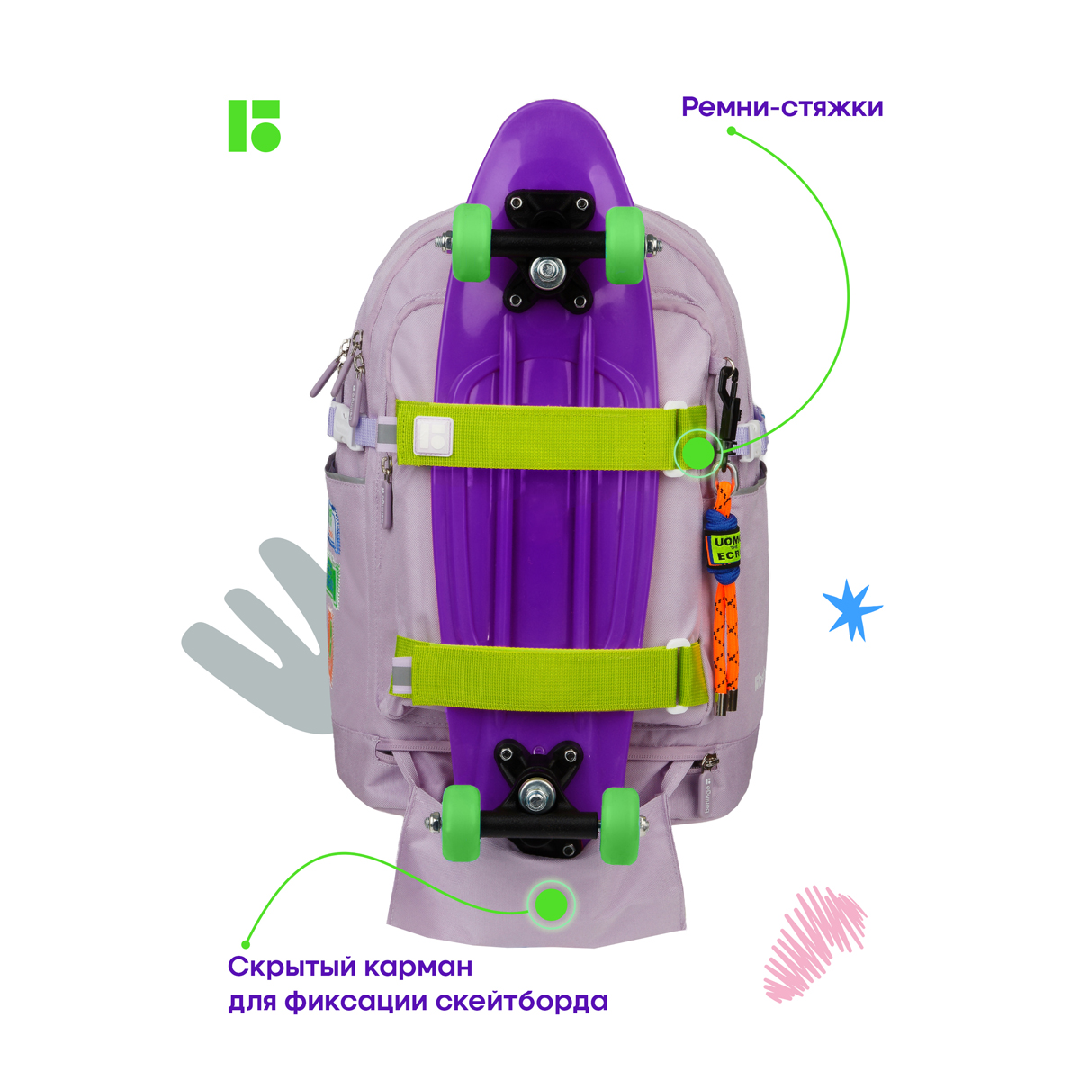 Рюкзак Berlingo Street Style "Grape", 41*28*17см, 3 отделения, 2 кармана, уплотненная спинка - фото 8