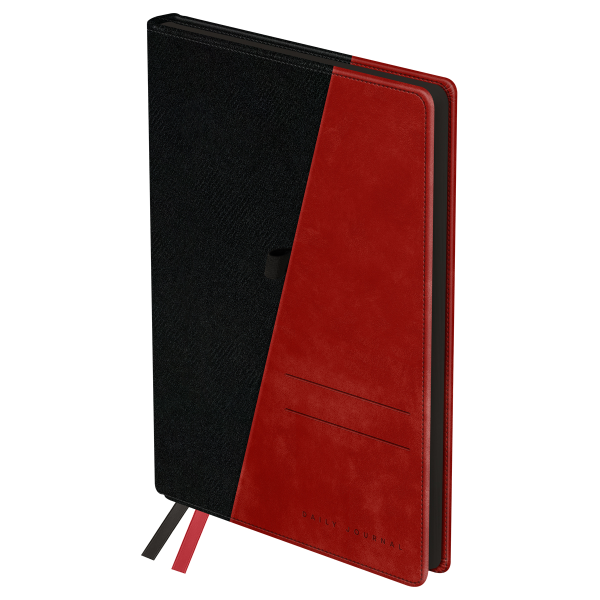 Ежедневник недатированный, А5, 136л., твердый переплет, кожзам, BG "Tandem. Black-red", черный/красный, цветной срез, карман - фото 1