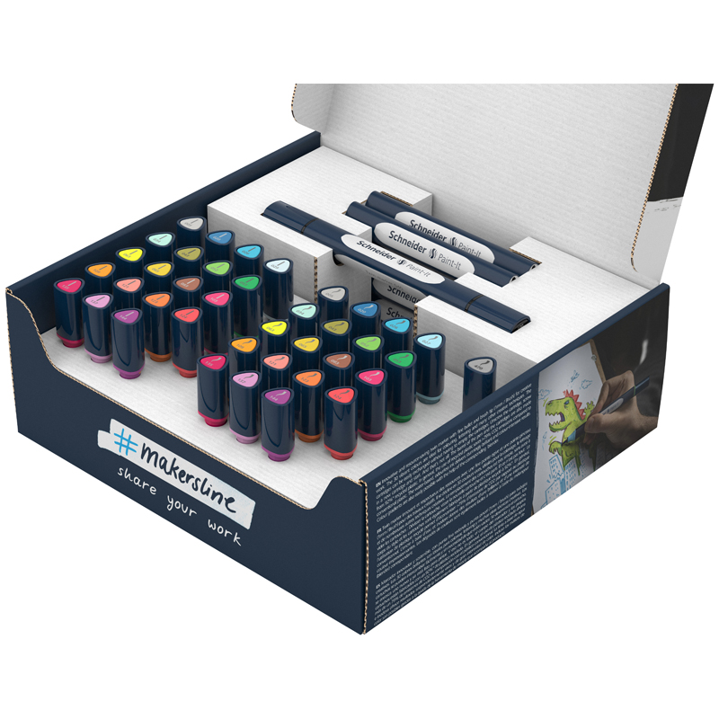 Набор двухсторонних маркеров-кистей Schneider "Twinmarker Paint-It" 52 предмета, на водной основе, кисть/пулевидный - фото 1