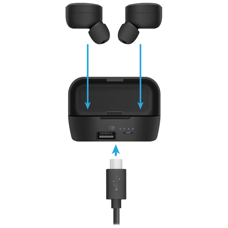 Наушники с микрофоном беспроводные Defender Twins 639, Bluetooth 5.0, TWS, powerbank 2000мАч, разъем Micro-USB, черный - фото 3