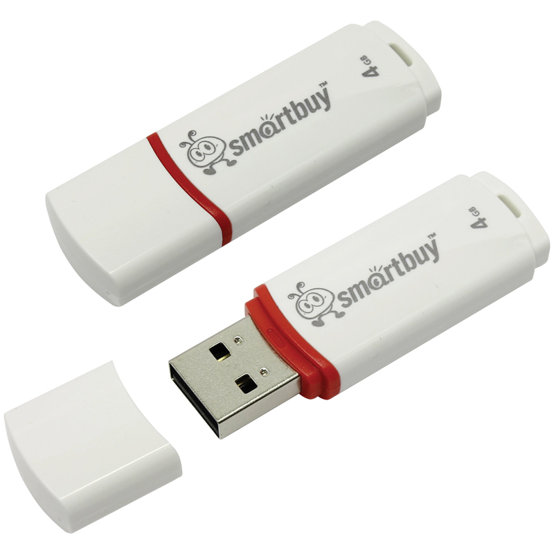 Флеш-диск 4 GB, SMARTBUY Crown, USB 2.0, белый, SB4GBCRW-W - фото 1