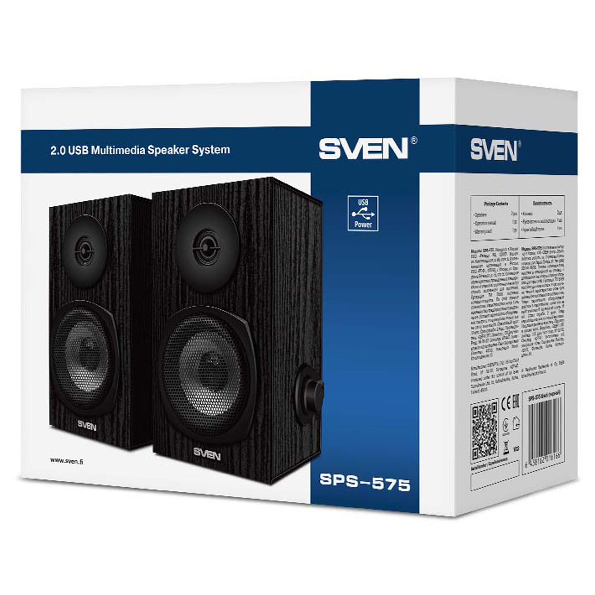 Колонки Sven SPS-575, 2*3W, деревянный корпус, питание через USB, черный - фото 6