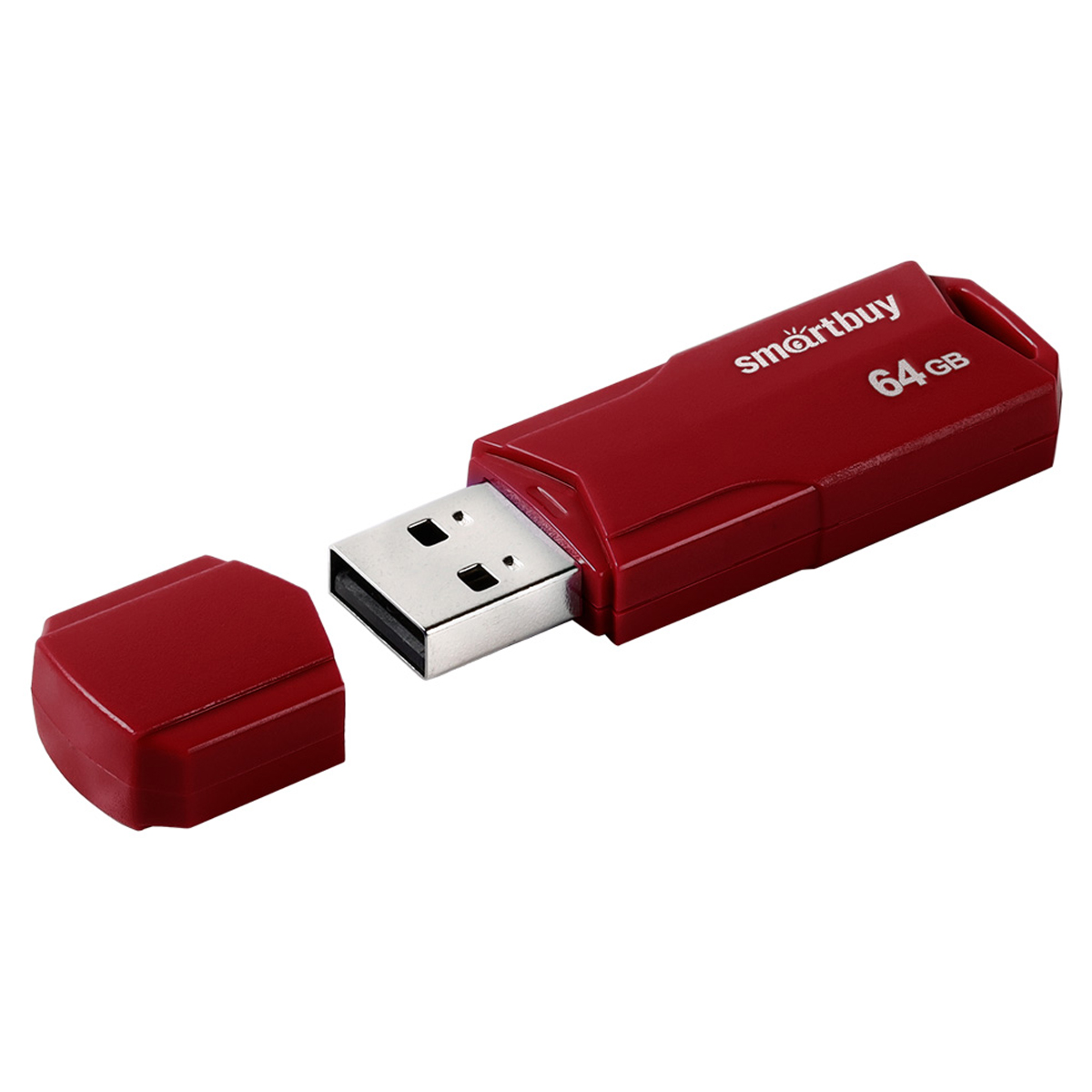 Память Smart Buy "Clue"  64GB, USB 2.0 Flash Drive, бордовый - фото 1