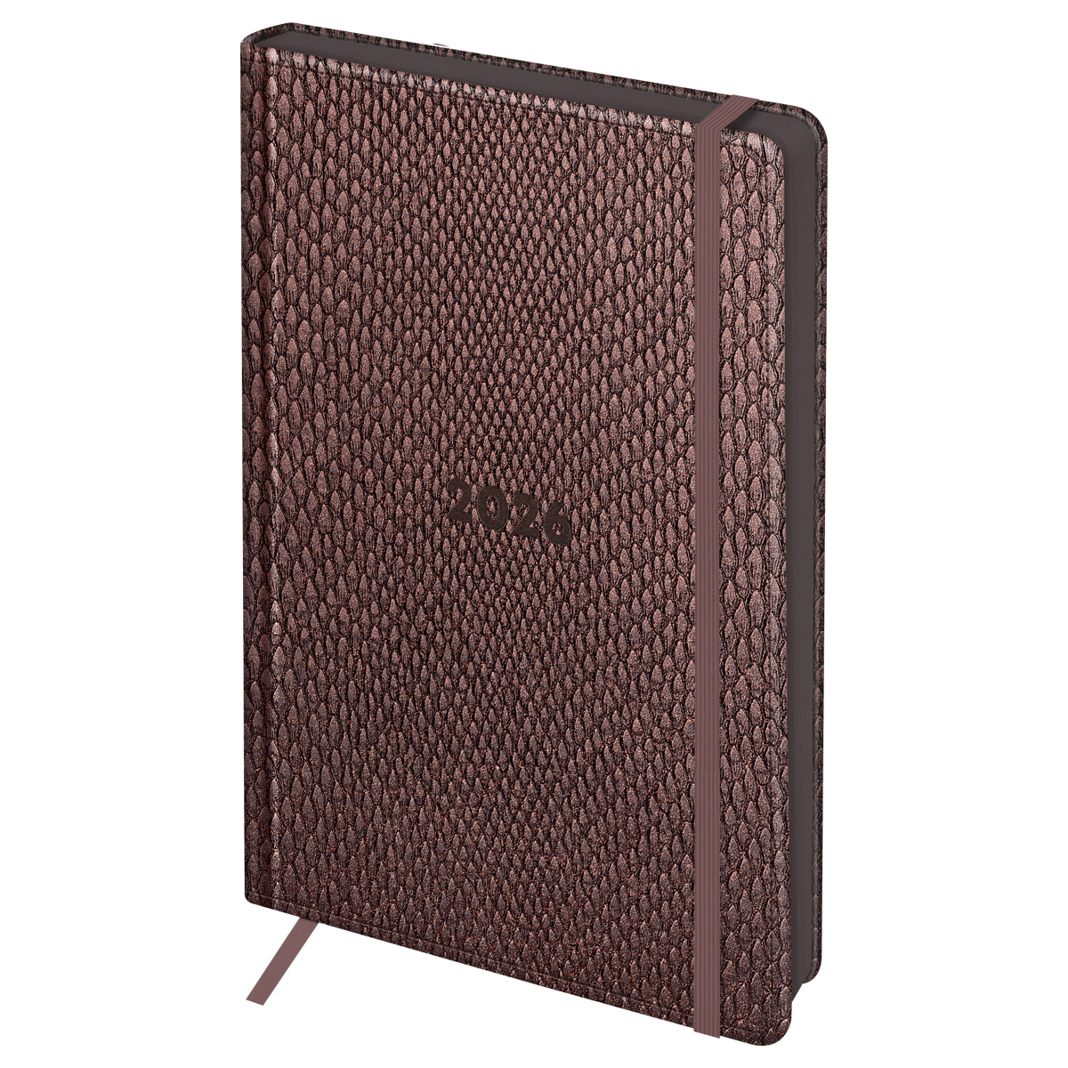 Ежедневник датированный 2026г., А5, 176л., твердый переплет, кожзам, BG "Python. Sangria", винный, цветной срез, с резинкой, карман - фото 1