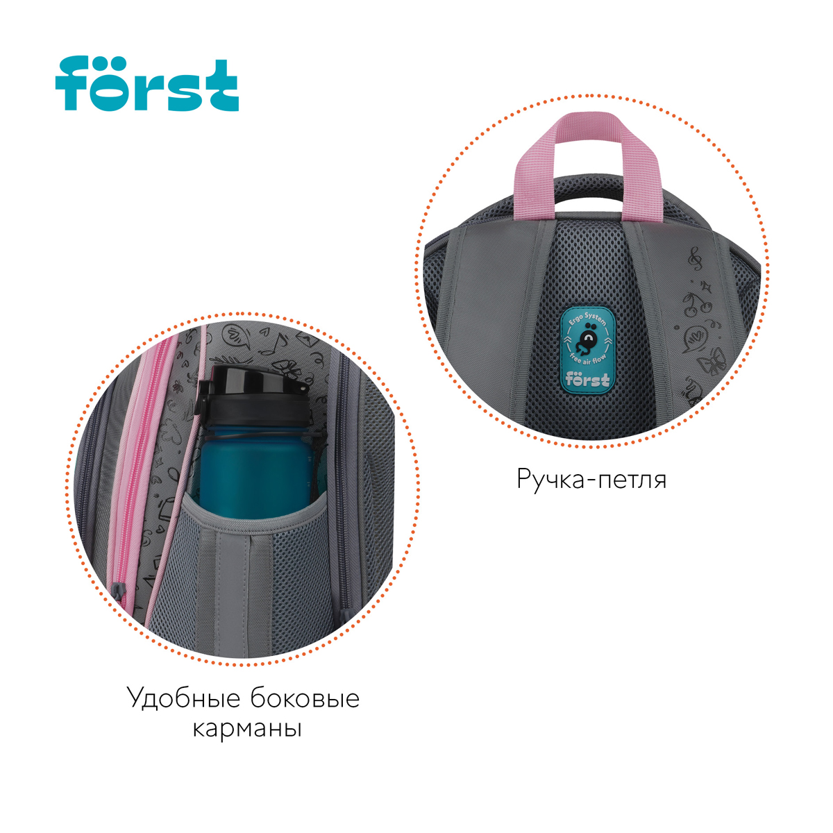 Ранец F?rst F-Base "Kittens" 36*29*17см, 3 отделения, 2 кармана, анатомическая спинка - фото 6
