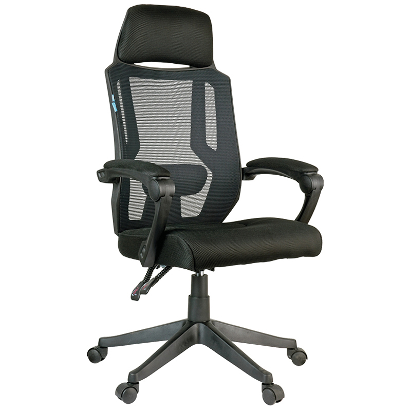 Кресло руководителя Helmi HL-E32 "Ergo" LUX, рег. подлок., подголов. и пояс. упор, ткань черная - фото 1