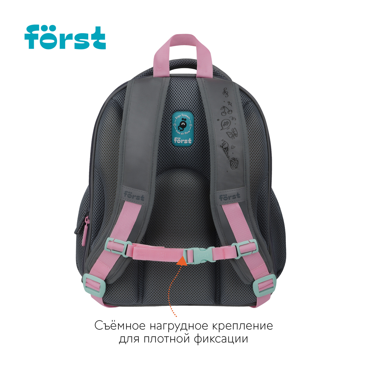 Ранец F?rst F-Base "Kittens" 36*29*17см, 3 отделения, 2 кармана, анатомическая спинка - фото 3