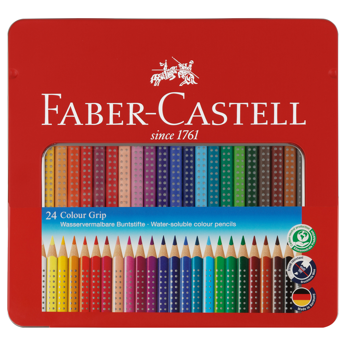 Карандаши цветные Faber-Castell "Grip", 24цв., трехгран., заточен., метал. упак. - фото 1
