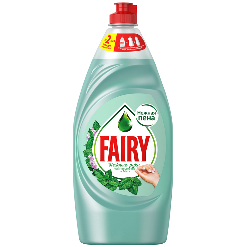 Средство для мытья посуды, 900 мл, FAIRY (Фейри) Нежные руки "Чайное дерево и мята" - фото 1