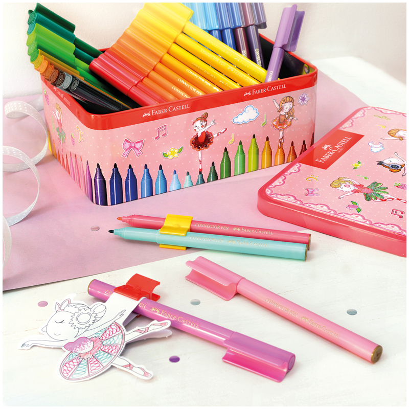 Набор для рисования Faber-Castell "Connector Ballerina" 33 фломастера+10 клипс+2 карты для раскрашивания - фото 8