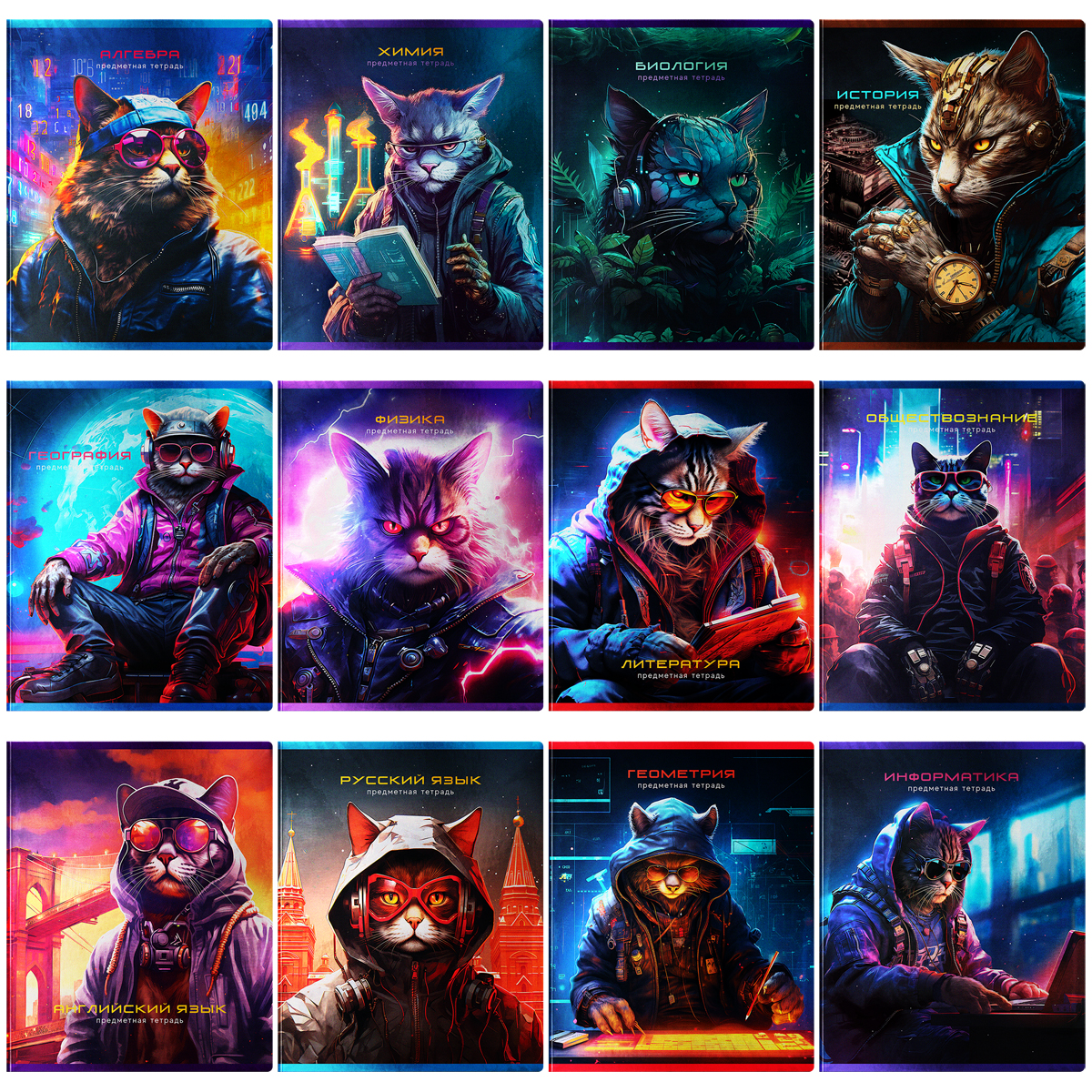 Комплект (12 шт.) предметных тетрадей 48л. BG "Мир будущего", металлизированный картон - фото 2