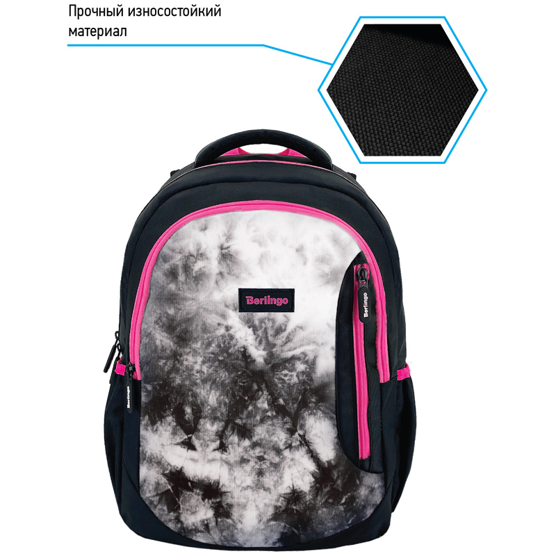 Рюкзак Berlingo Boom "Black-pink style" 38,5*29*12см, 2 отделения, 3 кармана, анатомическая ЭВА спинка - фото 3
