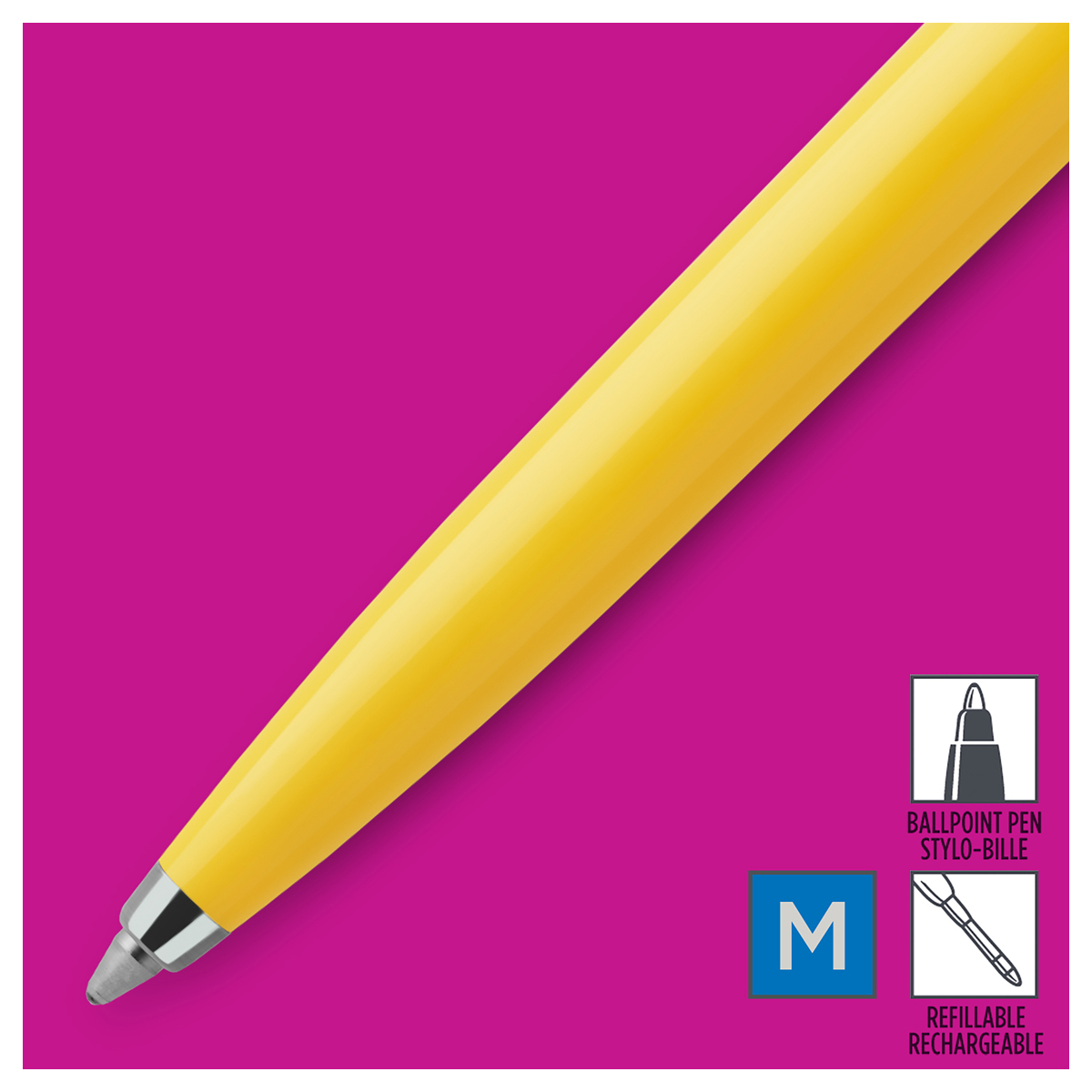 Ручка шариковая Parker "Jotter Yellow CT" синяя, 1,0мм, кнопочн., пластик. корпус, блистер - фото 3