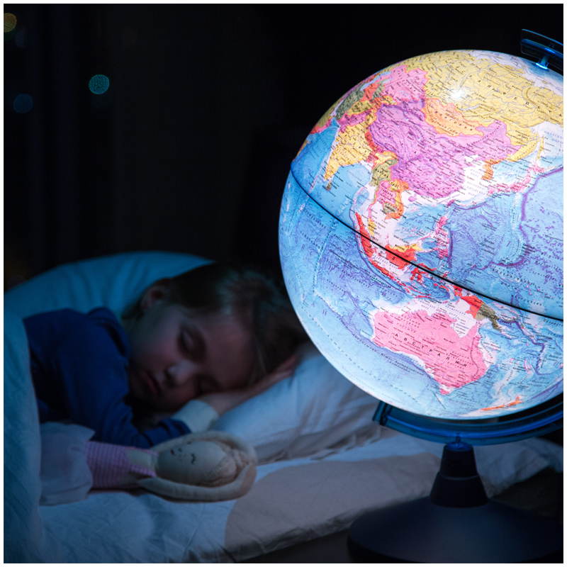 Глобус физико-политический Globen, 21см, с подсветкой от батареек на круглой подставке - фото 10