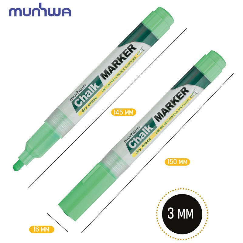 Маркер меловой MunHwa, CM-04, зелёный, 3мм - фото 3