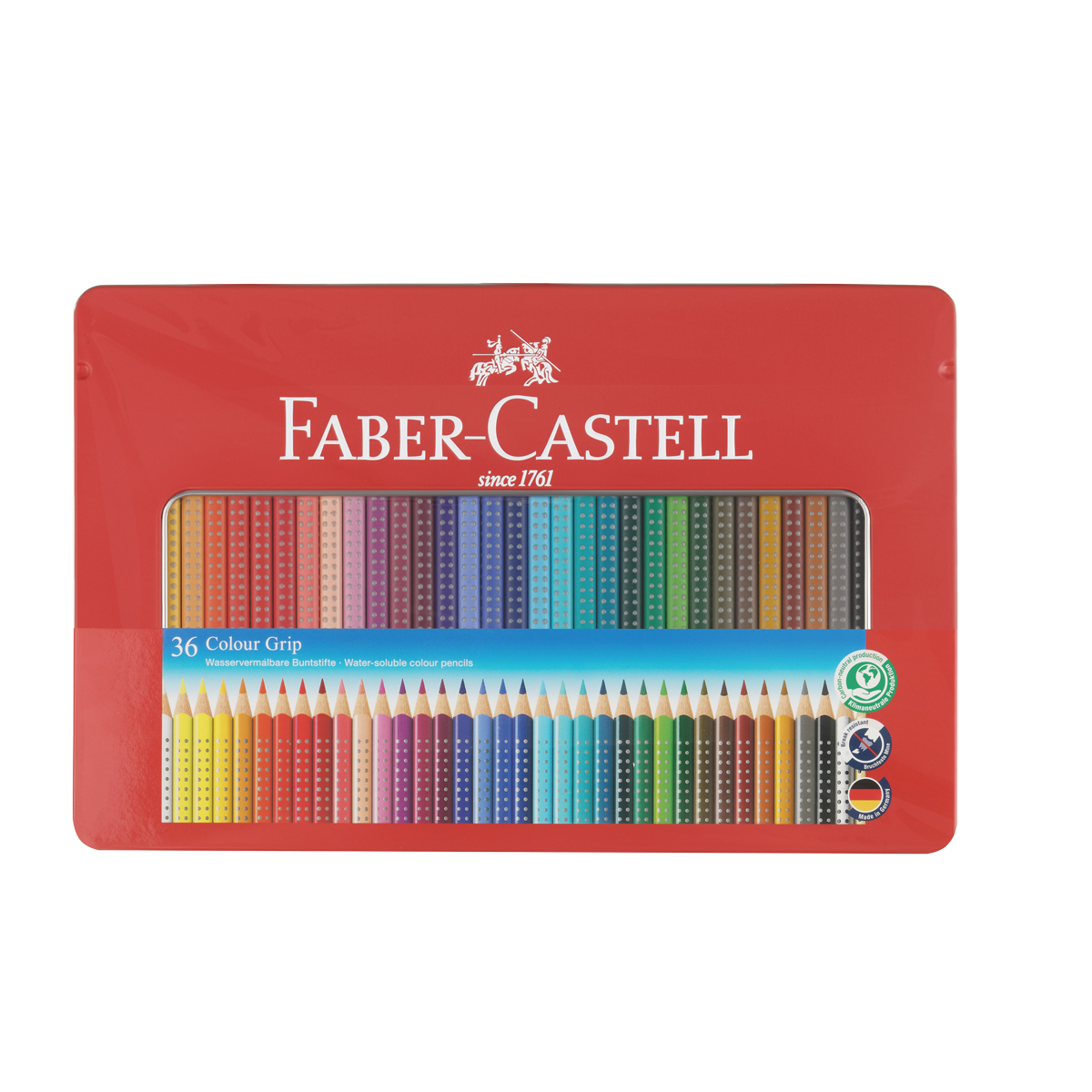 Карандаши цветные Faber-Castell "Grip", 36цв., трехгран., заточен., метал. упак. - фото 9