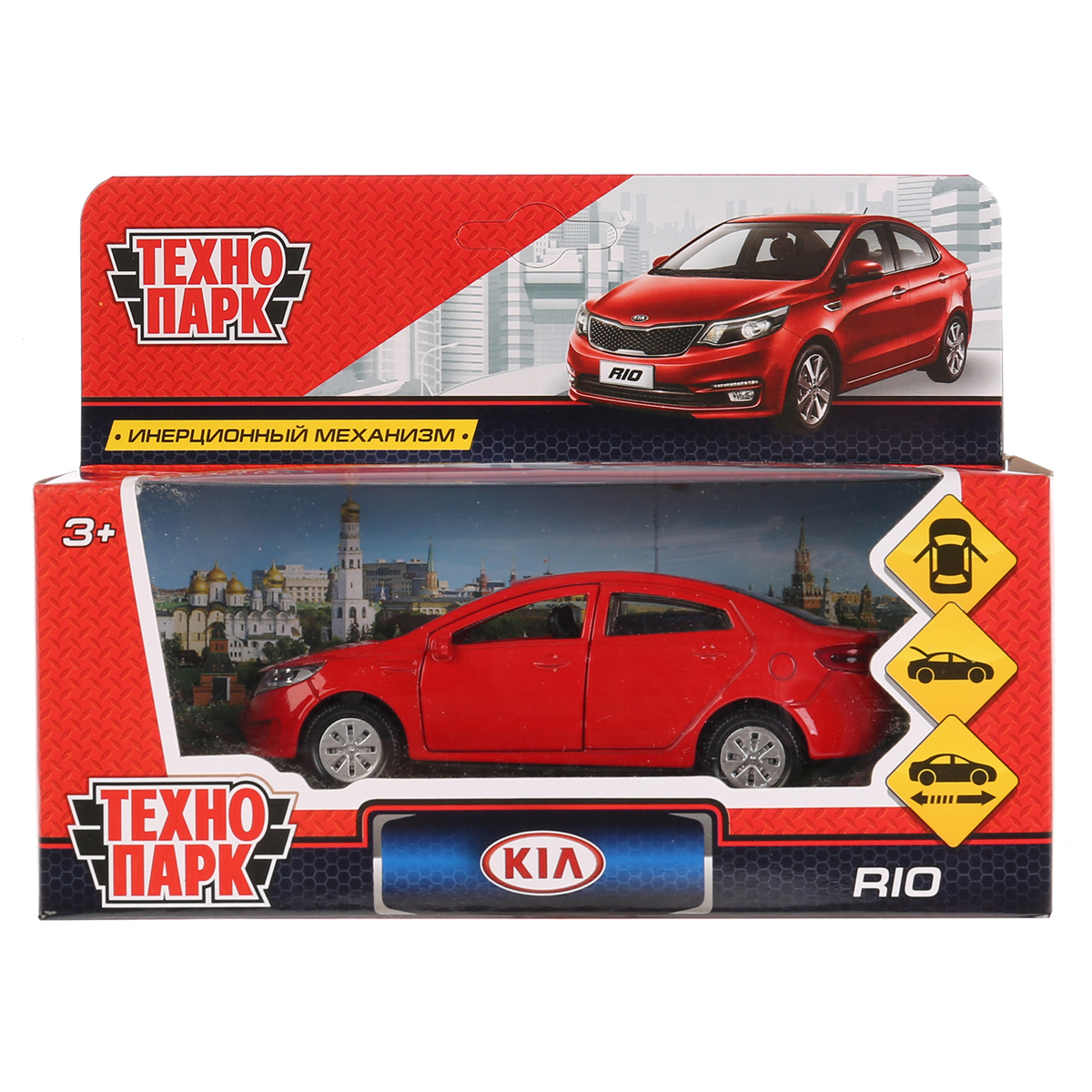 Машина игрушечная Технопарк "Kia Rio", KIA, металл., 12см, красный, инерционная, с подвижными элементами - фото 1