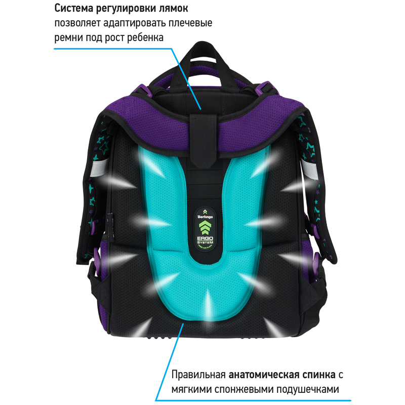 Ранец Berlingo Expert "Pegas" 37*28*16см, 2 отделения, 2 кармана, анатомическая спинка - фото 4