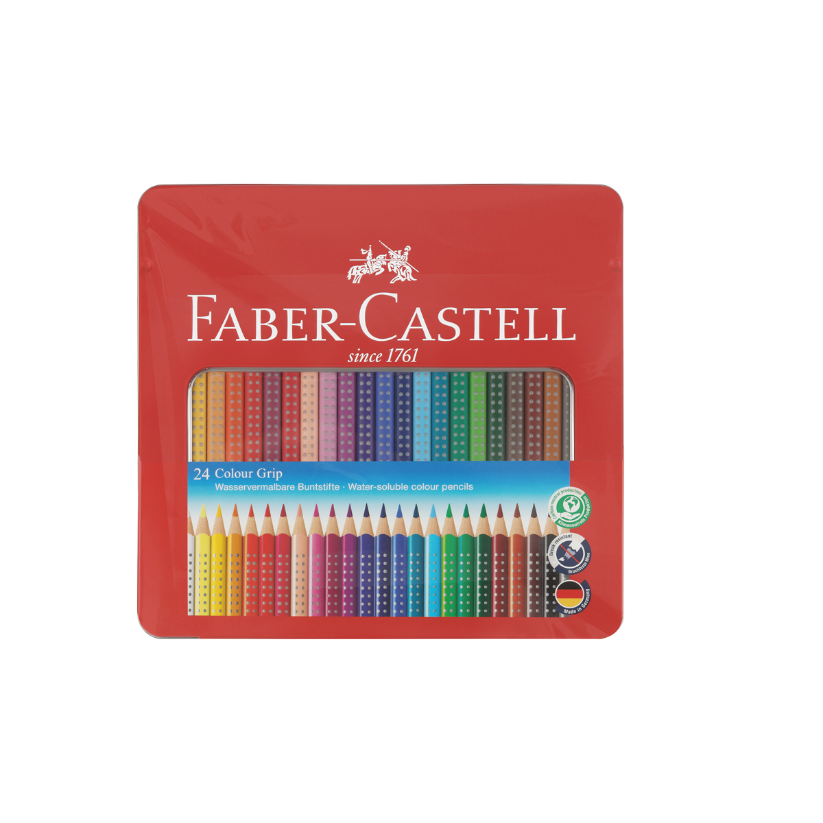Карандаши цветные Faber-Castell "Grip", 24цв., трехгран., заточен., метал. упак. - фото 4