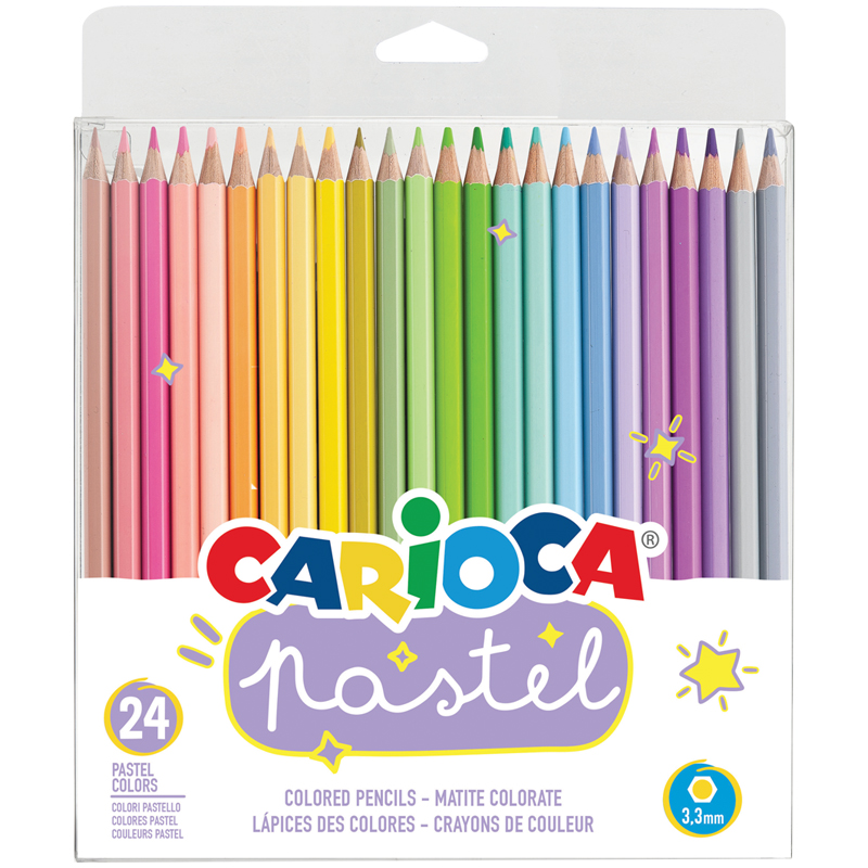 Карандаши цветные Carioca "Pastel", 24цв., заточен., ПВХ, европодвес - фото 1