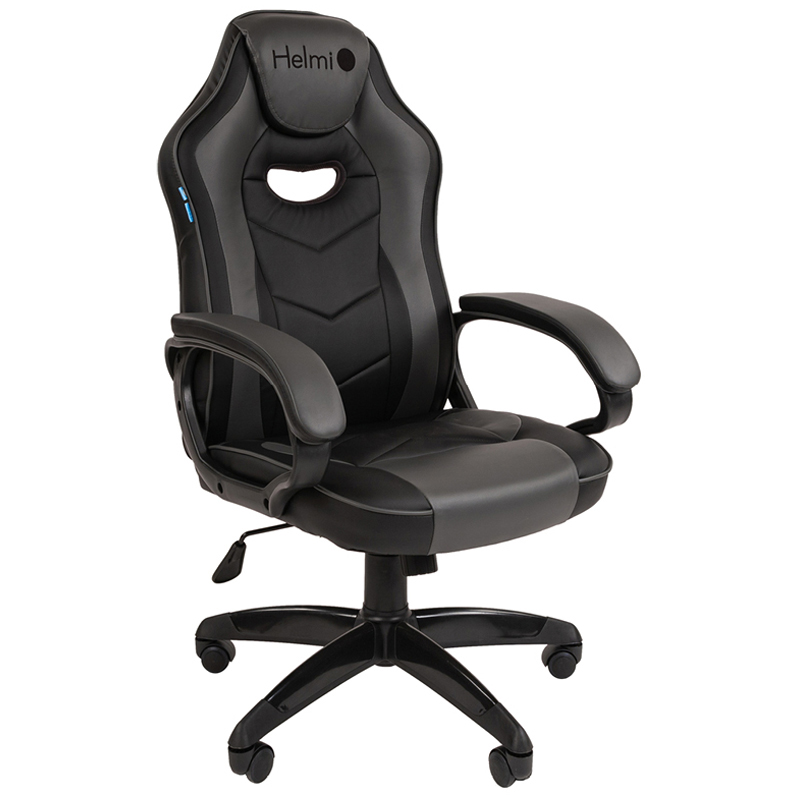 Кресло игровое Helmi HL-S15 "Skyline", экокожа, черная/серая, механизм качания - фото 1
