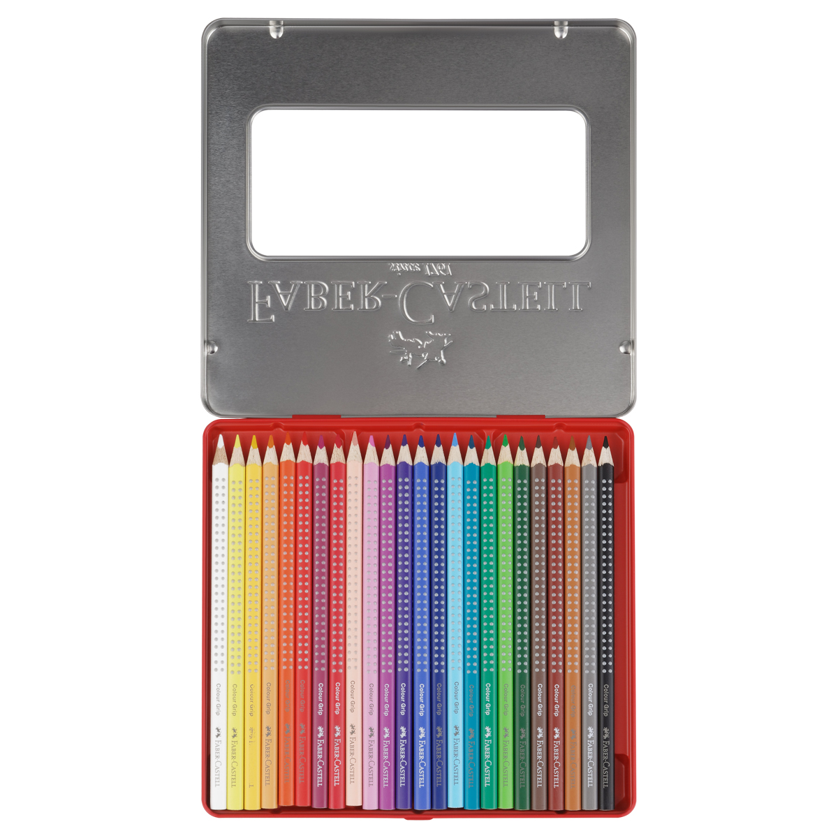 Карандаши цветные Faber-Castell "Grip", 24цв., трехгран., заточен., метал. упак. - фото 5
