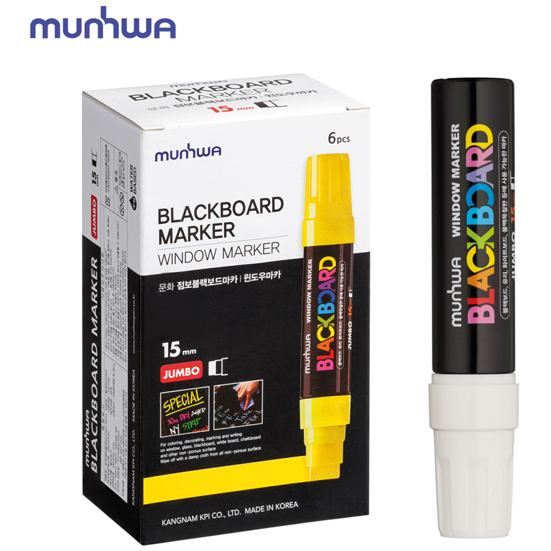 Маркер меловой MUNHWA "Black Board Jumbo", БЕЛЫЙ, 15 мм, влагостираемый, на водной основе, JBM15-05 - фото 5